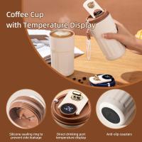 Taza de café con pantalla de temperatura, termo inteligente para café con pantalla LED de 450 ml, termo de viaje portátil de 15 oz con tapa a prueba de fugas, mantiene caliente o frío - details 0