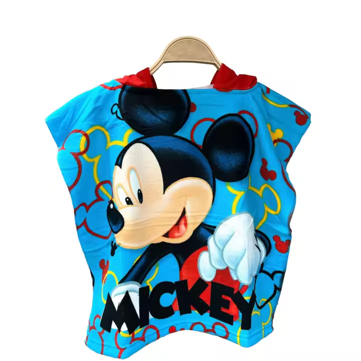 Poncho Toalla Infantil con Capucha 50x 50 cm de niño y niña microfibra sueva colores vivos brillantes alta calidad verano vacaciones playa piscina - 1