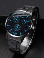 Reloj De Cuarzo Para Hombre Con Correa De Aleación Negra Y Escala 2 Piezas Regalo Con Reloj De Pulsera De Aleación Negra - details 2