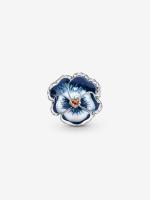 Pandora - Charm de Flor de pensar Azul-Plata de Lei - details 1
