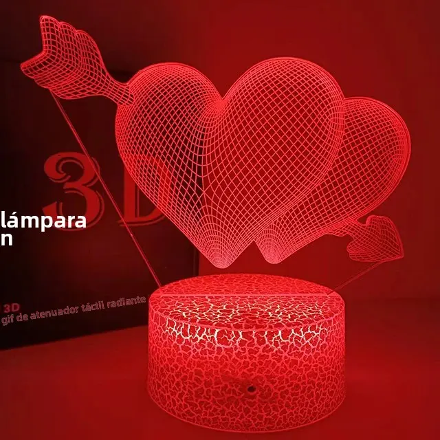 Lámpara De Noche LED 3D Acrílica Para Niños Con 16 Colores Toque Iluminación Para El Hogar Regalo De San Valentín O Cumpleaños Para Novia - 1