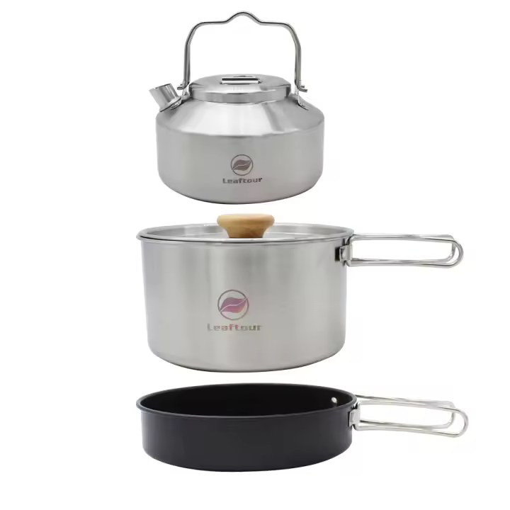 Set De Cocina Para Camping Leaftour De Acero Inoxidable Con Olla Tetera Y Sartén Essentials Para 2-3 Personas Para Cocinar Al Aire Libre - 1