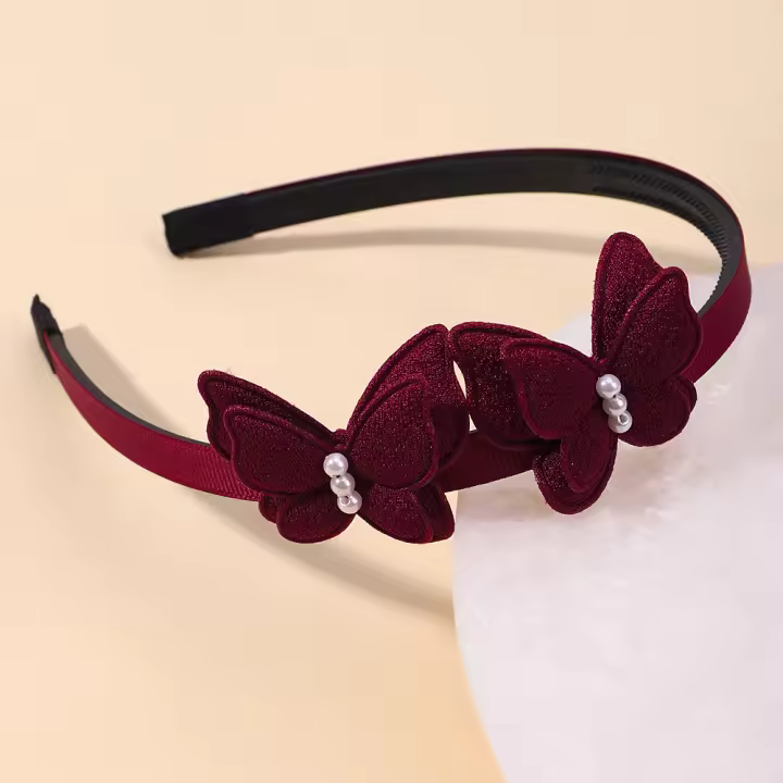 Diadema De Mariposa Exquisita Con Perlas Simuladas Para Niñas Accesorio Lindo Para El Día Diadema De Cabello Para Niñas Decorativa Para Todas Las Estaciones - 1