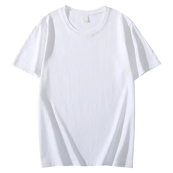 Camiseta De Algodón Pesada 220g Para Hombre Y Mujer Con Cuello Redondo Y Mangas Cortas En 8 Colores Sólidos Talla S-4XL - 1