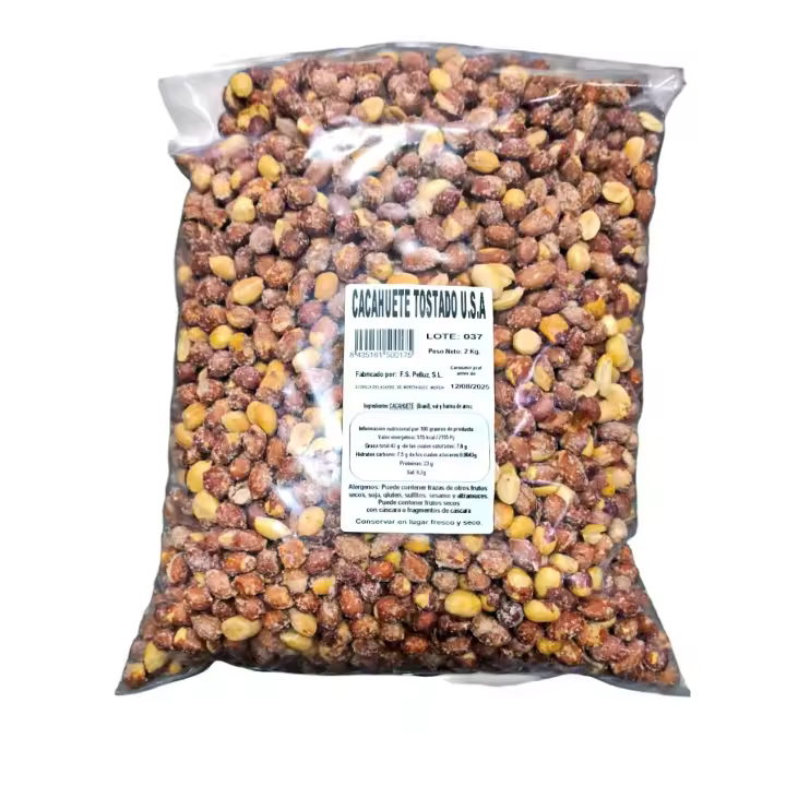Cacahuetes Tostados con Sal 2 Kg - cacahuetes pelados tostados con sal - pelluz - 1