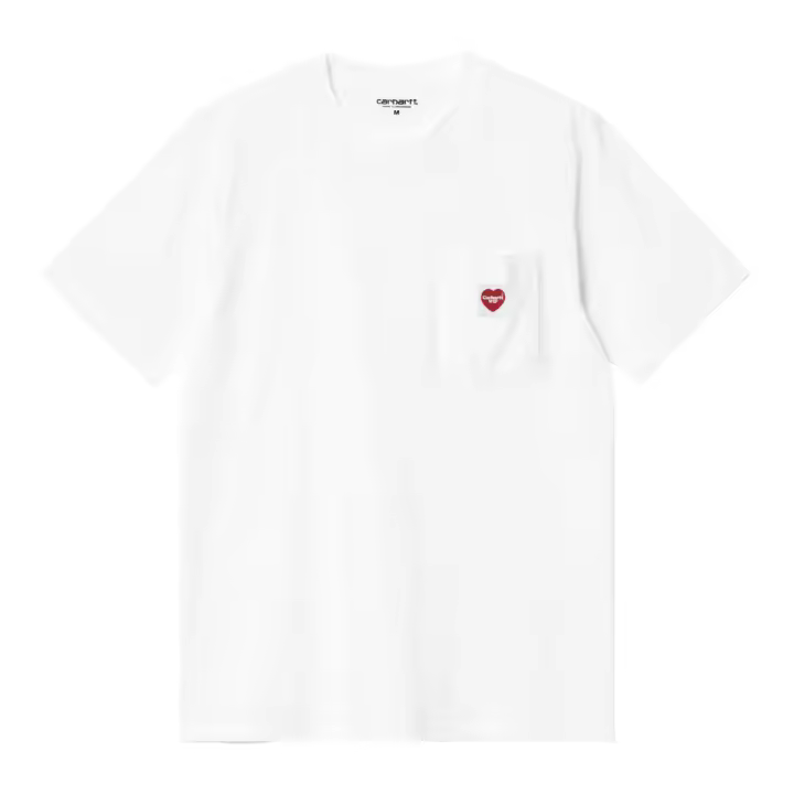 Camiseta Blanca Carhartt Pocket Heart T-Shirt White Red de Corte Holgado - 1