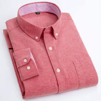 Camisa Oxford Para Hombre De Manga Larga Casual Rayada Gris Verde Azul Náutico Negocios Slim Botones Moda Tendencias - details 9