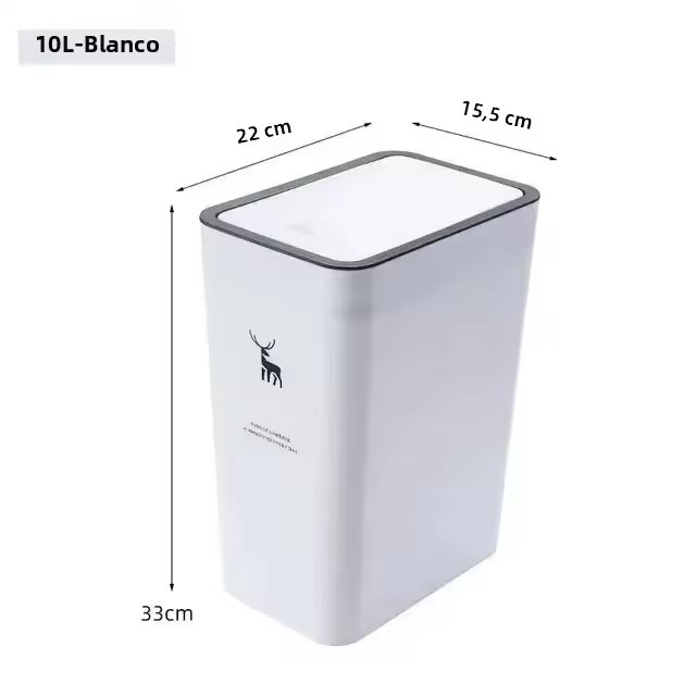 Cenicero Grande De 10L/15L Con Tapa Contenedor Ecológico Para Reciclaje Para Sala Dormitorio Baño Cocina Oficina Material Plástico Rectangular - 1