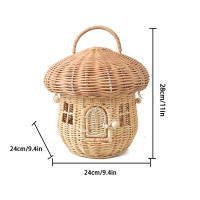 Cesta De Hongo Tejida De Rotura Bohemia Portátil Para Almacenamiento De Juguetes Y Artículos Variados Organizador De Picnic Al Aire Libre Y Vacaciones Material De Paja Ecológico - details 0