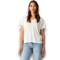 Camiseta Pepita Blanca Tiffosi Mujer | Cuello V Lazada Manga Corta | Básica Viscosa Poliéster - details 0