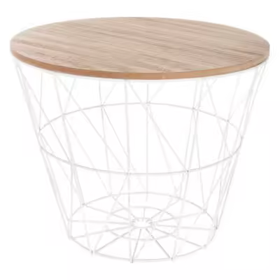 Factory Cuadros - Mesa Auxiliar Heikki Blanca de Madera Metal - Diseño Moderno - 1