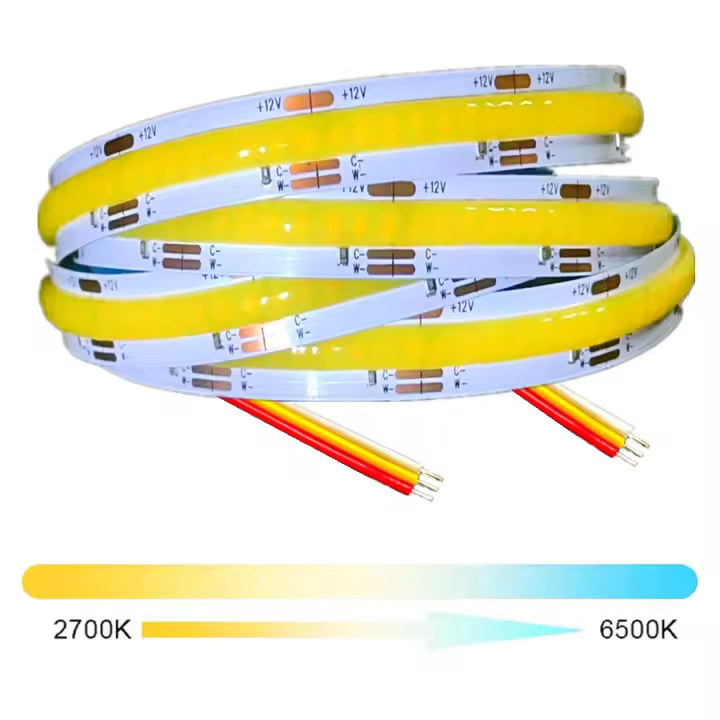 Tira De Luz LED FCOB CCT Alta Densidad Flexible 608 LEDs 10mm RA90 2700K-6000K Dimmable DC12V/24V Para Iluminación De Habitación Sala De Estar - 1