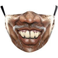 Mascarilla De Halloween Para Adultos Con Diseño Divertido De Expresiones Faciales En Algodón Mezclado Lavable Protección No Médica - details 4