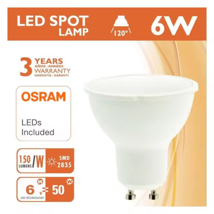 Dicroica LED 6W 100° GU10 - OSRAM CHIP DURIS E 2835 - 1
