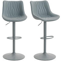 HOMCOM Juego de 2 Taburetes de Bar Taburetes Altos de Cocina Giratorios con Altura Ajustable 92-110 cm Respaldo Asiento de Piel Sintética Marco de Acero y Reposapiés para Comedor Mostrador Gris - details 0