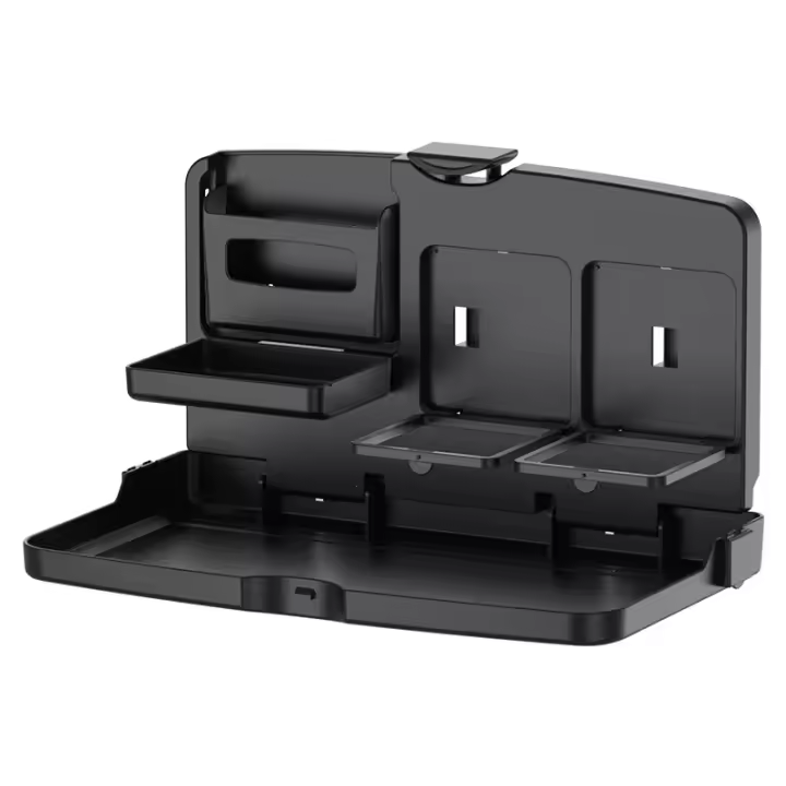 Mesa De Coche Con Asiento Para Niños Y Almacenamiento Multifuncional Plegable Con Portacopios Para Espalda De Asiento Trasero - 1
