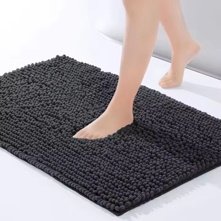 Imperial Navy Bath Mat Non Slip Anti Mould (4 pack) - Bathroom Mat 40x60cm Machine Washable Bath Mats Super Absorbent Extra Soft Fluffy Shower Mat - 1