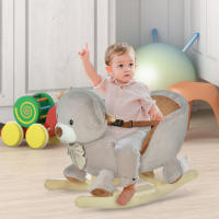 HOMCOM Caballito Balancín para Bebé de 18-36 Meses Caballo Balancín de Peluche Suave con Forma de Oso con Sonido Manillar y Reposapiés 60x33x50 cm Gris - details 1