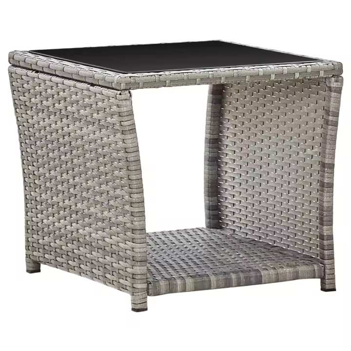 Mesa de Centro de trinquete sintético y Vidrio gris 45x45x40 cm - 1