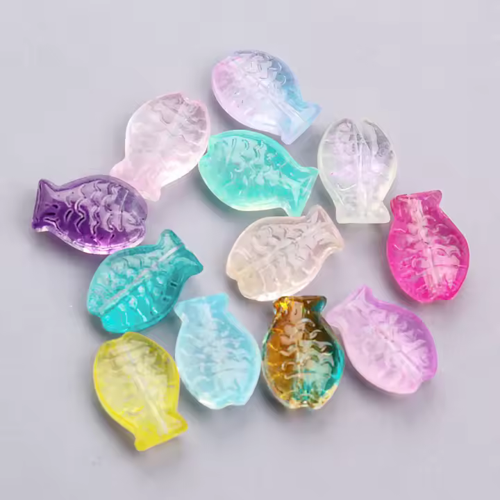 20pcs Bolas De Vidrio Bohemio Forma De Pez 14x10mm Para Creación De Joyas DIY Pendientes Pulsera Al Por Mayor Charms Irregular - 1