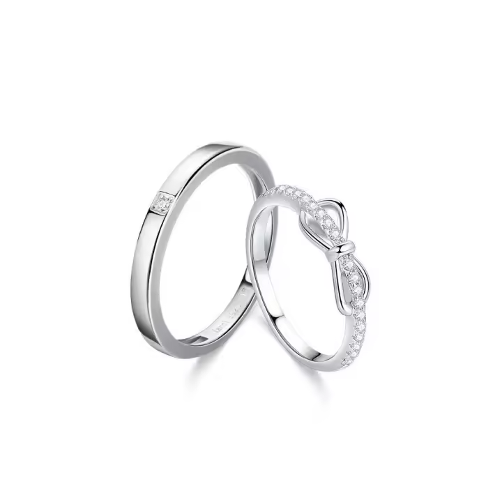 Anillo de Pareja de 34 tipos, simple y Moderno, par de circonitas de Corona para hombres y Mujeres, anillo de Diamantes de simulación de Boda Abierto - 1