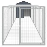 vidaXL Gallinero con Corral Jaula para Gallinas Pollos Acero Galvanizado Gris - details 2