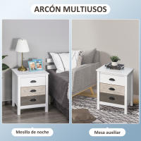 HOMCOM Mesita de Noche Moderna Mesilla de Noche con 3 Cajones Mesa de Noche para Dormitorio Salón 50x38x65 cm Blanco - details 4