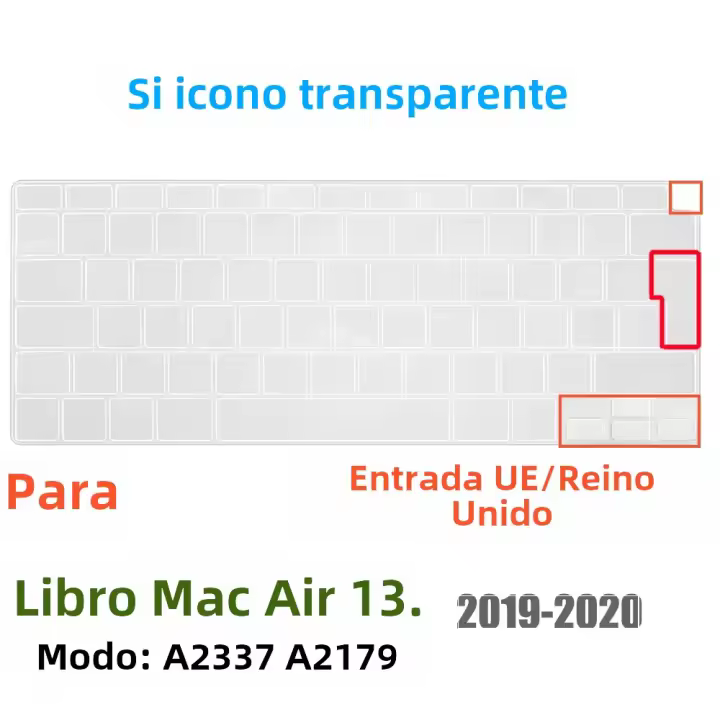 Funda De Teclado Para MacBook Air 13 Pulgadas 2022 2021 2020 Lanzamiento A2337 M1 A2179 Con Touch ID Protección Impermeable Silicona - 1