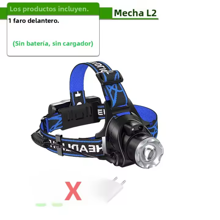 Linterna Frontal LED Recargable 18650 Potencia Máxima 9000000LM Para Pesca Y Camping Luz De Trabajo Profesional Impermeable Con Tres Modos De Iluminación - 1