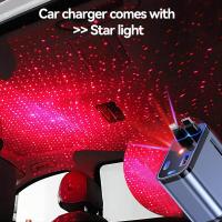 Cargador de coche retráctil de 120 W con Starlight, adaptador USB-C 4 en 1 de carga rápida con 2 cables retráctiles y 2 puertos USB, compatible con iPhone 16/15/14/13/12/11 y todos los teléfonos Android. - details 2