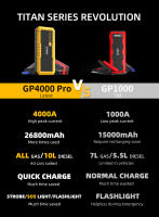 Arrancador de batería de coche multifuncional, bomba de aire de 26800mAh,GOOLOO GP4000 PRO Jump Starter, Power Bank de , Pico de 4000A, Salida de CC de 15V 10A, LED Blanco de 1W, Diesel de 10L - details 14
