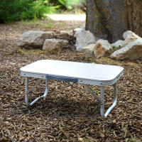 Aktive - Mesa baja plegable camping, color malva, 56x34x24 cm, uso exterior, patas plegables, soporta 30 kg, estructura aluminio (tubo 19 mm), tablero madera MDF, antideslizante, plegado compacto, mesa portátil, resistente y duradera, con asa tipo maletín - details 2