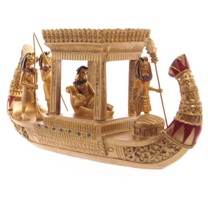 Figura Egipto Bote Egipcio Dorado, Figura decorativa con motivos egipcios - 1