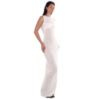 Vestido Maxi De Punto Para Mujer Verano Playa Sin Mangas Rosa Translúcido Ajustado Silueta A-Line Cuello Redondo Estilo High Street - details 9