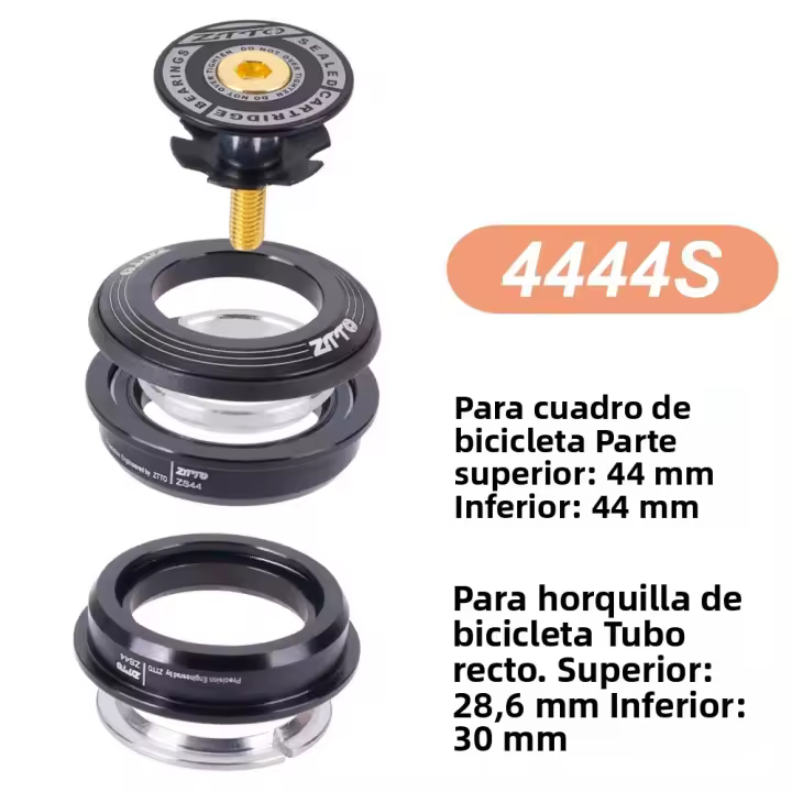 ZTTO 4444S Montura De Bicicleta MTB 44mm CNC 1 1/8" 28.6 Tubo Recto Interior Semi-Integrado Para Rueda De Montaña Y Carretera - 1
