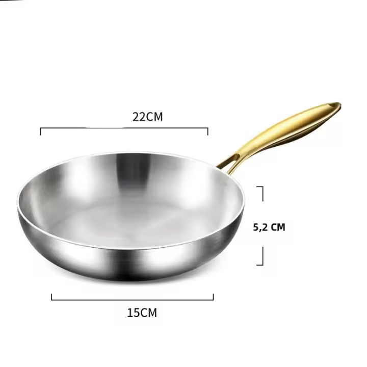 Sartén De Frying 28cm Acero Inoxidable 316 Antiadherente Para Estufa De Gas Y Inducción Cocina Universal Sin Tapa - 1