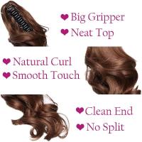Extension De Cabello Sintético Curly Rizado Corto 10 Pulgadas Clip in Color Marrón Rubio Negro Para Mujeres Pieza Única - details 2