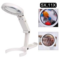 Lupa Magnífica Portátil Con 8 Luces LED Plegable Para Revisiones De Joyas Y Reparaciones Stand Desk 5x 11x Herramienta Doméstica - details 8