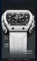Reloj De Cuarzo Para Hombre Mark Fairwhale 5670 Diseño De Punta De Tonneau Multifuncional Impermeable Con Correa De Silicona Resina Para Deportes - details 4