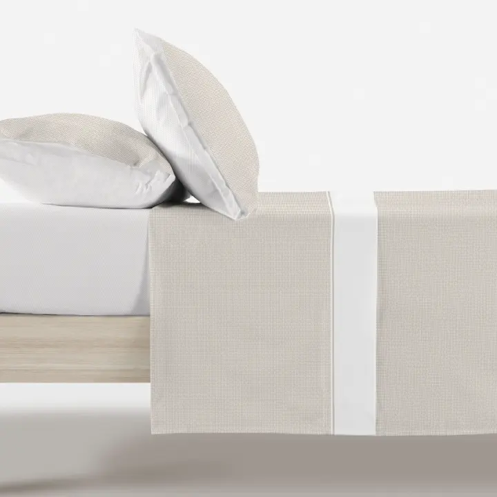 Manterol - Juego de sábanas estampado círculos encadenados. Calidad 50% Algodón 50% Poliéster. Incluye bajera ajustable, encimera y fundas de almohada. Sábana de verano con diseño moderno. - 1