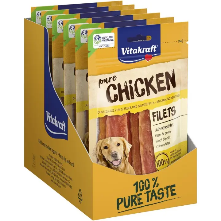 VITAKRAFT - Pure Snack 100% natural para perros Sabor pollo (Pack de 10x80g) - 1