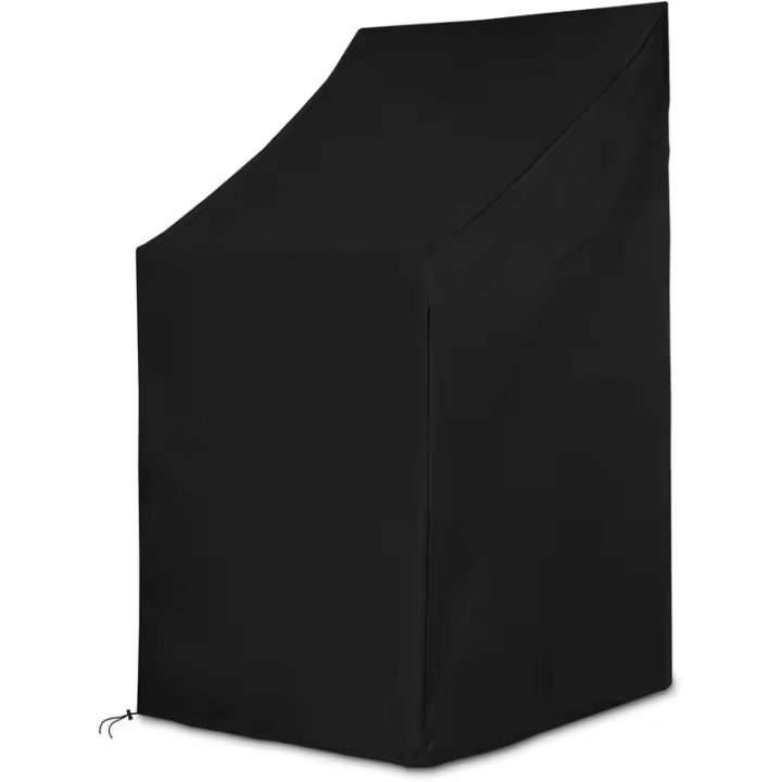 Funda para Silla de Jardín, Funda Protectora para Sillas de Jardín Apilables con Cuerda y Hebilla, Impermeable, A Prueba de Viento, Anti-UV- Negro (64 x 71 x 70cm) - 1