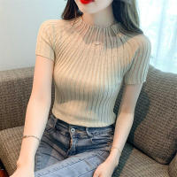 Top De Punto Para Mujer Con Cuello Medio Y Manga Corta Estilo Casual Con Brillantes Polyester Stretch Medio Para Todas Las Estaciones - details 22