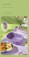 Caja de almuerzo, caja de almuerzo térmica duradera hecha de acero inoxidable, segura, portátil para oficina (verde) - details 4