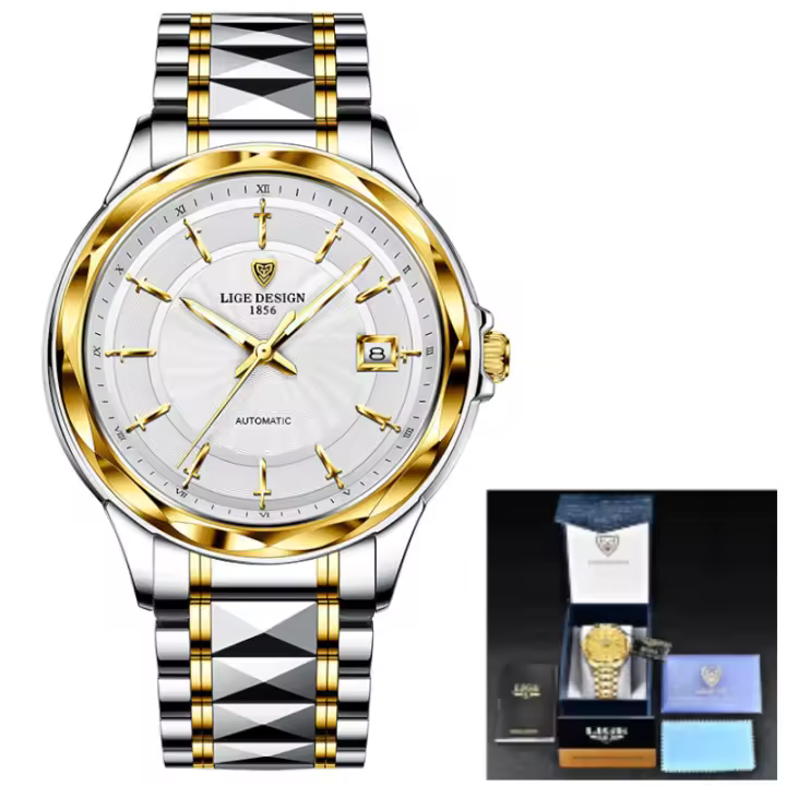 Reloj Mecánico LIGE Para Hombre Lujo Acero Inoxidable Resistente Al Agua Con Caja Reloj De Pulsera Automático Casual De Moda - 1