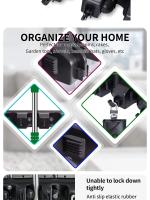 Soporte De Mopa Multifuncional 3/4/5 Posiciones Pared Montado Estante De Almacenamiento Para Cocina Y Hogar Con Gancho Para Escoba Negro De Plástico Mágico - details 3