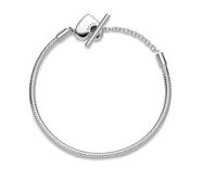 Pandora Pulsera de Plata para Mujer Moments Heart T-Bar 599285C00, Comes con el embalaje de Caja de Giunte original. - details 2