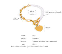 Encanto Pulseras de corazón de amor de acero inoxidable, pulsera con hebilla OT para mujer, cadena de eslabones de muñeca ajustable geométrica Vintage para mujeres y niñas - details 1