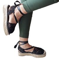 Alpargata Mujer - Beige con Suela de Esparto - Plataforma Plana - Primavera Verano 2024 - Cordones en Tobillo - details 5
