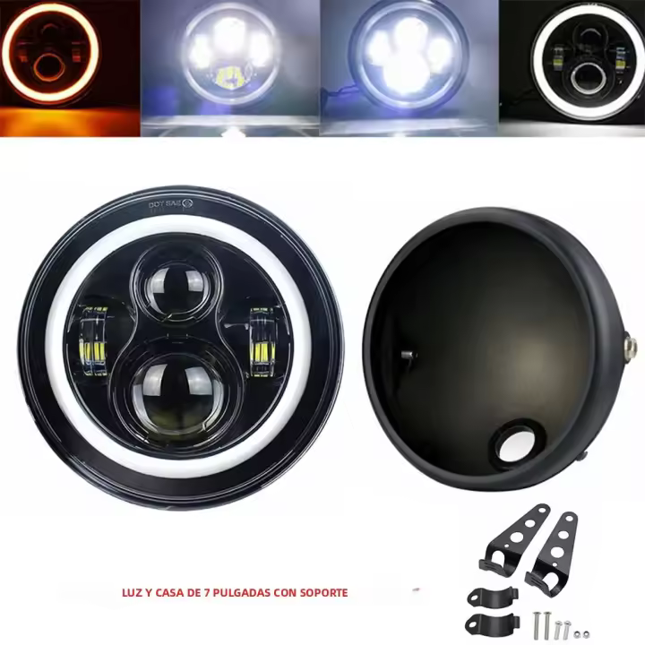 Faros De Motocicleta LED Redondos De 7.5 Pulgadas Universal Cafe Racer Luz De Distancia Refit Faro De Motocicleta 40w - 1